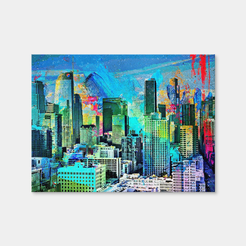AUTO-MOCKUP WHITE | Downtown LA Skyline | 1 Piece | Gallery Wrap Canvas | group=4x3