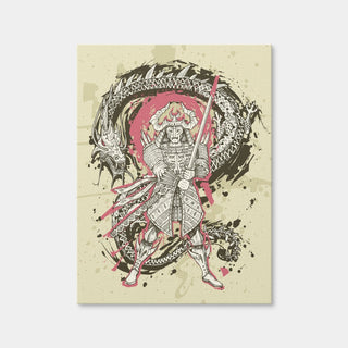 AUTO-MOCKUP WHITE | Dragon & Samurai Battle | 1 Piece | Gallery Wrap Canvas | group=3x4