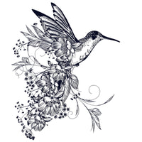 Elegant hummingbird with flowers Wall Art