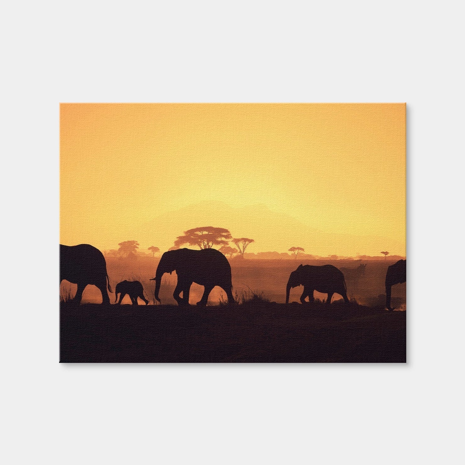 AUTO-MOCKUP WHITE | Elephants Walking | 1 Piece | Gallery Wrap Canvas | group=4x3