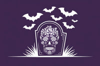 Floral Skull Gravestone Wall Art
