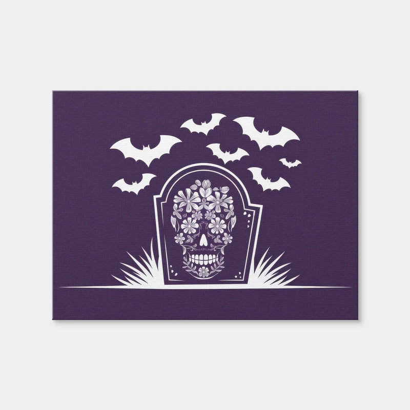 AUTO-MOCKUP WHITE | Floral Skull Gravestone | 1 Piece | Gallery Wrap Canvas | group=4x3