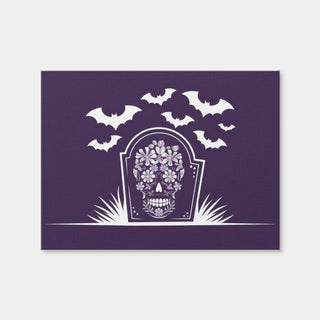 AUTO-MOCKUP WHITE | Floral Skull Gravestone | 1 Piece | Gallery Wrap Canvas | group=4x3
