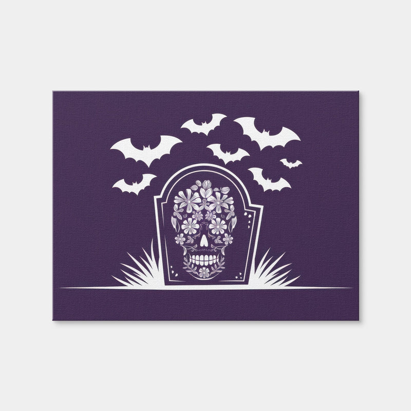 AUTO-MOCKUP WHITE | Floral Skull Gravestone | 1 Piece | Gallery Wrap Canvas | group=4x3