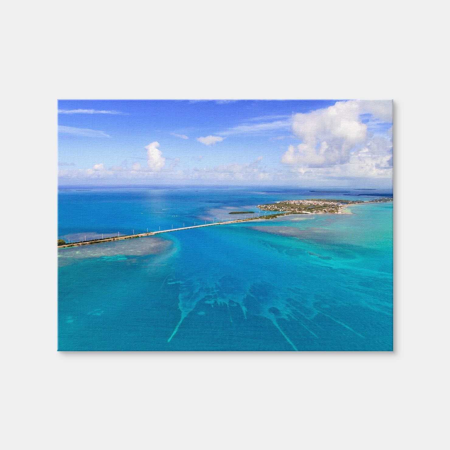 AUTO-MOCKUP WHITE | Florida Keys Aerial View with Bridge | 1 Piece | Gallery Wrap Canvas | group=4x3