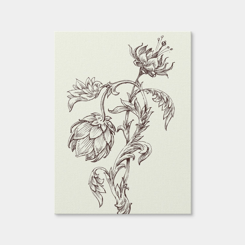 AUTO-MOCKUP WHITE | Flowers Sketch | 1 Piece | Gallery Wrap Canvas | group=3x4