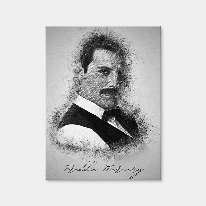 AUTO-MOCKUP WHITE | Freddie Mercury Sketch | 1 Piece | Gallery Wrap Canvas | group=3x4