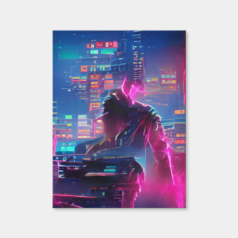 AUTO-MOCKUP | Futuristic Wall Art | 1 Piece | Gallery Wrap Canvas | 3x4
