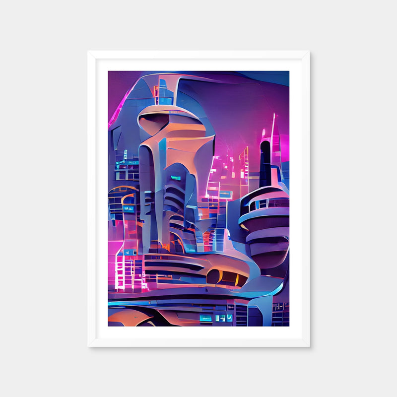 AUTO-MOCKUP WHITE | Futuristic City | 1 Piece | White Framed Print | group=3x4