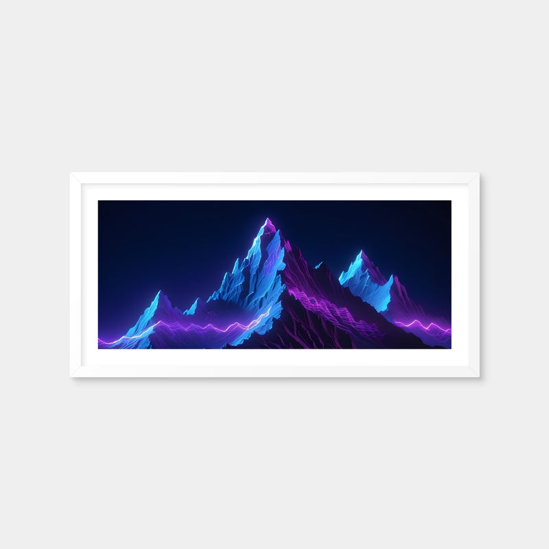 AUTO-MOCKUP WHITE | Futuristic Mountain Range | 1 Piece | White Framed Print | group=2x1