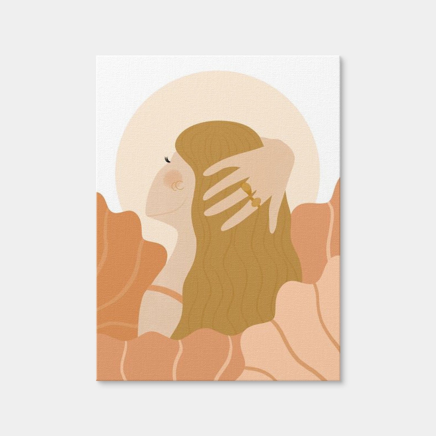 AUTO-MOCKUP WHITE | Girl Dreaming In Soft Peach Colors | 1 Piece | Gallery Wrap Canvas | group=3x4