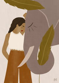 Girl and Elephant Wall Art