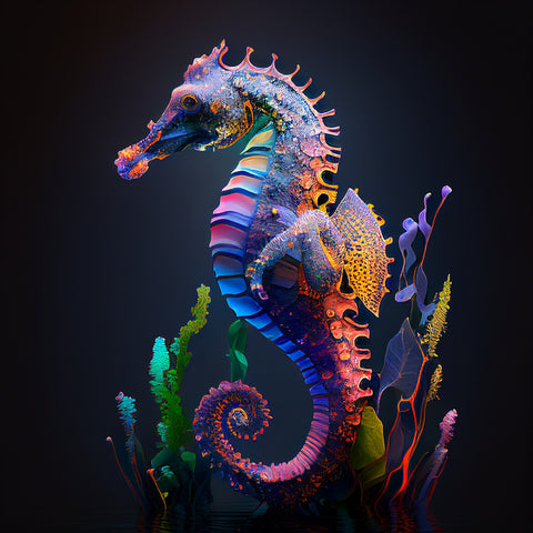 Glowing Seahorse Wall Art