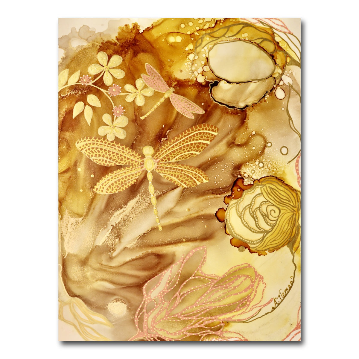 AUTO-MOCKUP WHITE | Golden Dragonflies | 1 Piece | Gallery Wrap Canvas | group=3x4