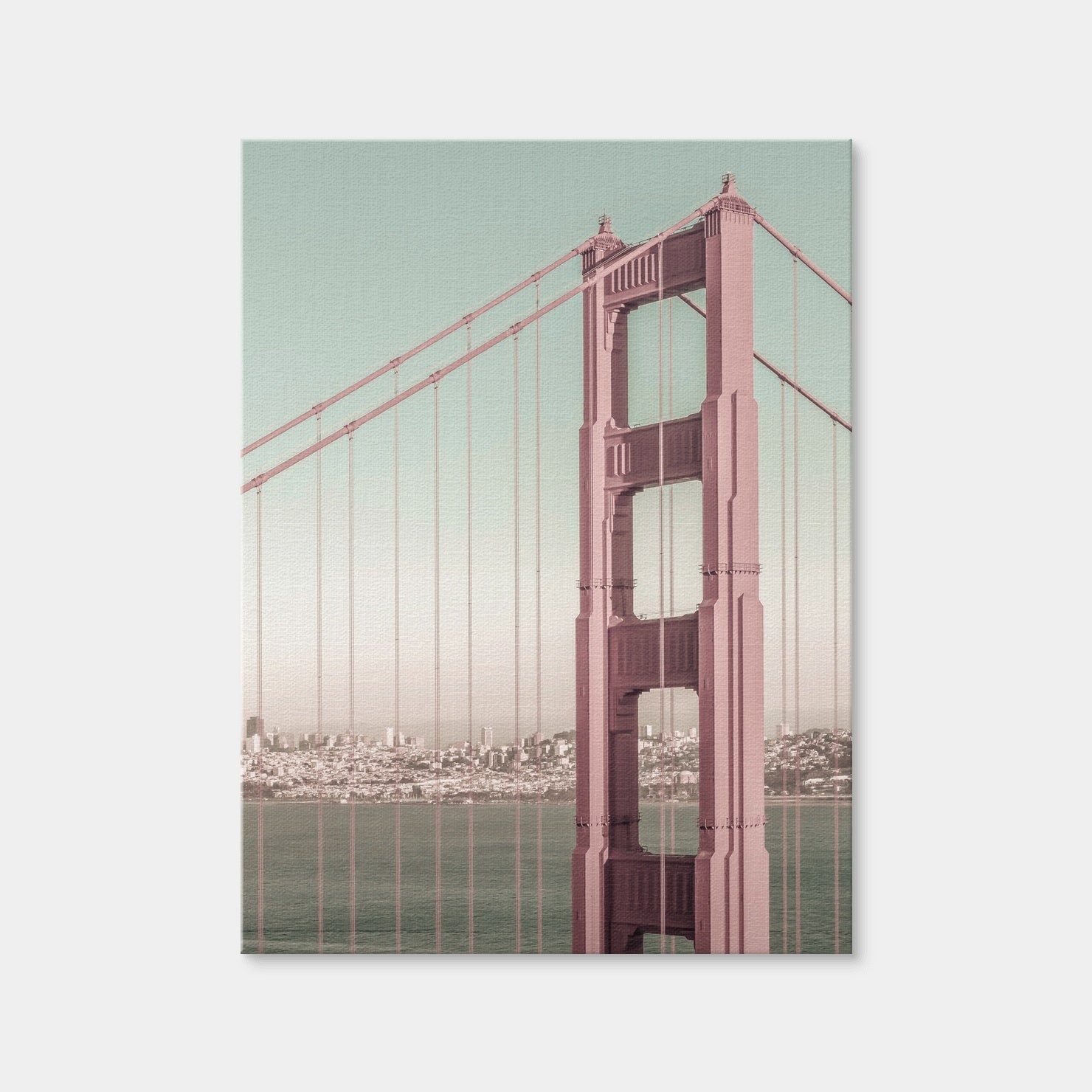 AUTO-MOCKUP WHITE | Golden Gate Bridge - Urban Vintage Style | 1 Piece | Gallery Wrap Canvas | group=3x4