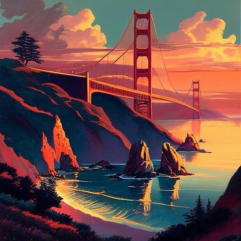 Golden Gate Bridge at Sunset Wall Art