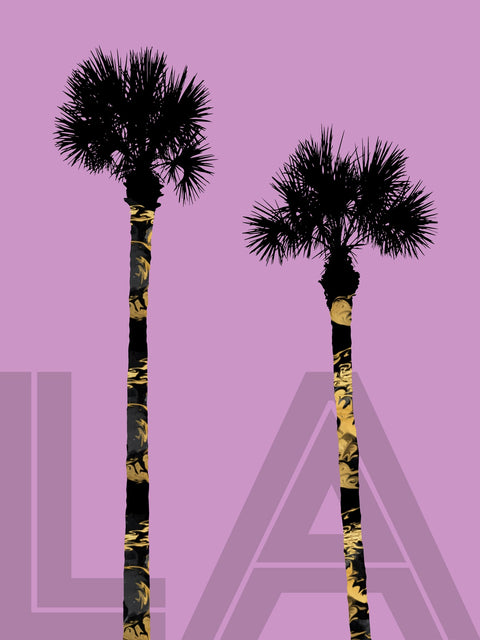 Graphic Art PALM TREES LA pink Wall Art