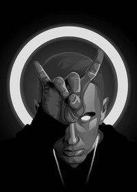 Grayscale Eminem Wall Art