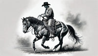 Grayscale Horse and Cowboy Wall Art