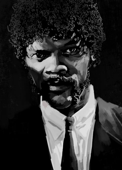 Grayscale Jules Winnfield Wall Art