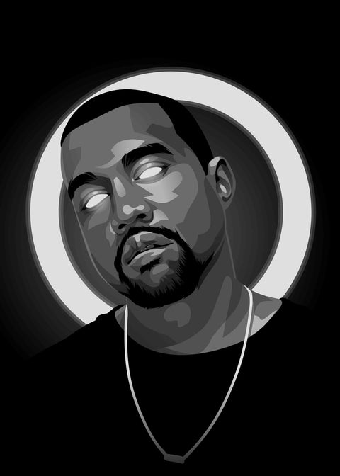 Grayscale Kanye West Wall Art