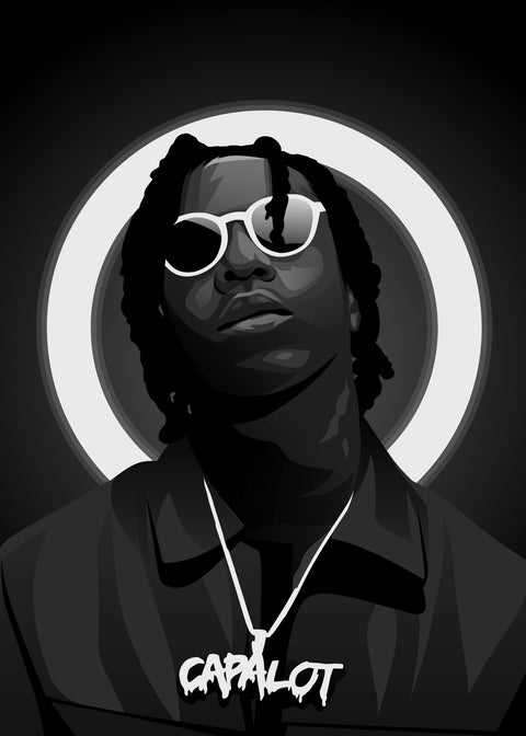 Grayscale Polo G Wall Art
