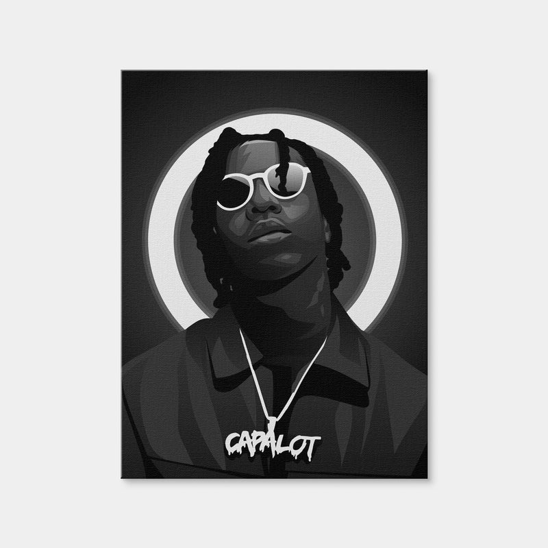 AUTO-MOCKUP WHITE | Grayscale Polo G | 1 Piece | Gallery Wrap Canvas | group=3x4