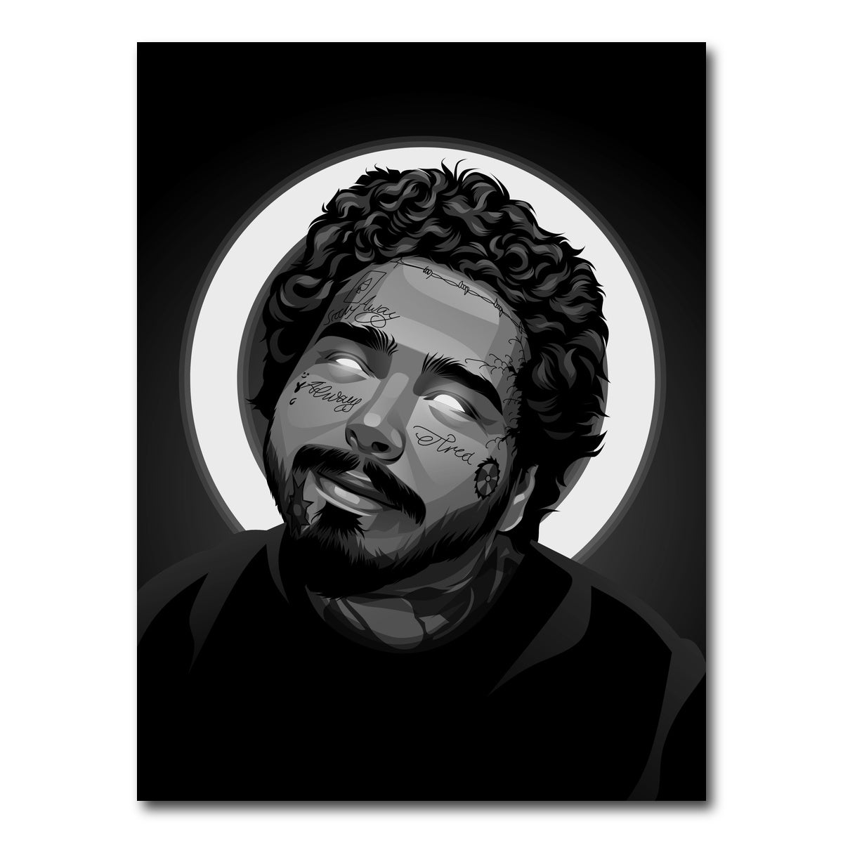 AUTO-MOCKUP WHITE | Grayscale Post Malone | 1 Piece | Gallery Wrap Canvas | group=3x4