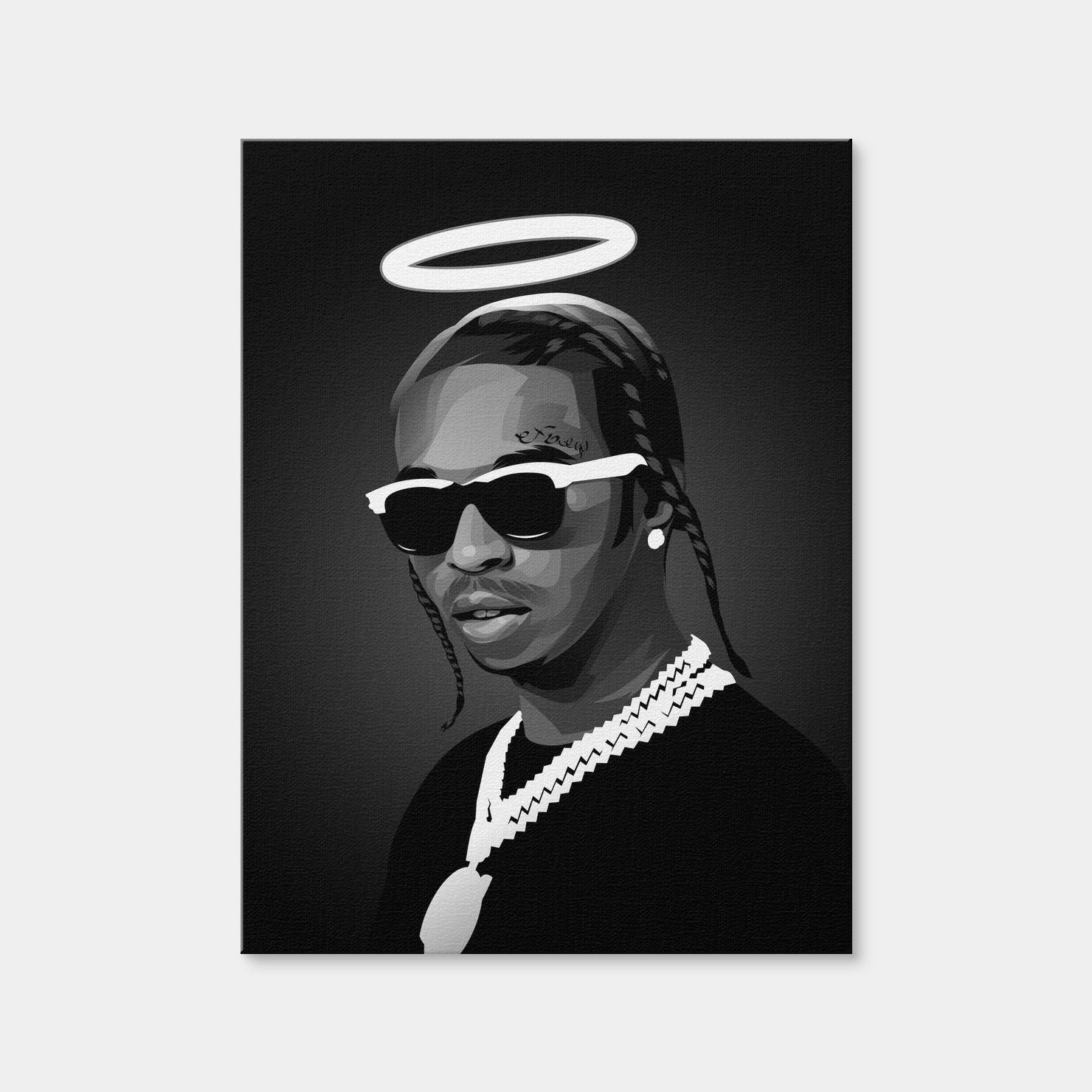 AUTO-MOCKUP WHITE | Grayscale Rip Popsmoke | 1 Piece | Gallery Wrap Canvas | group=3x4