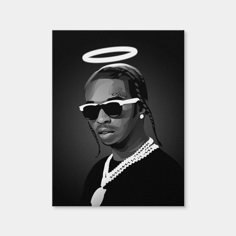 AUTO-MOCKUP WHITE | Grayscale Rip Popsmoke | 1 Piece | Gallery Wrap Canvas | group=3x4