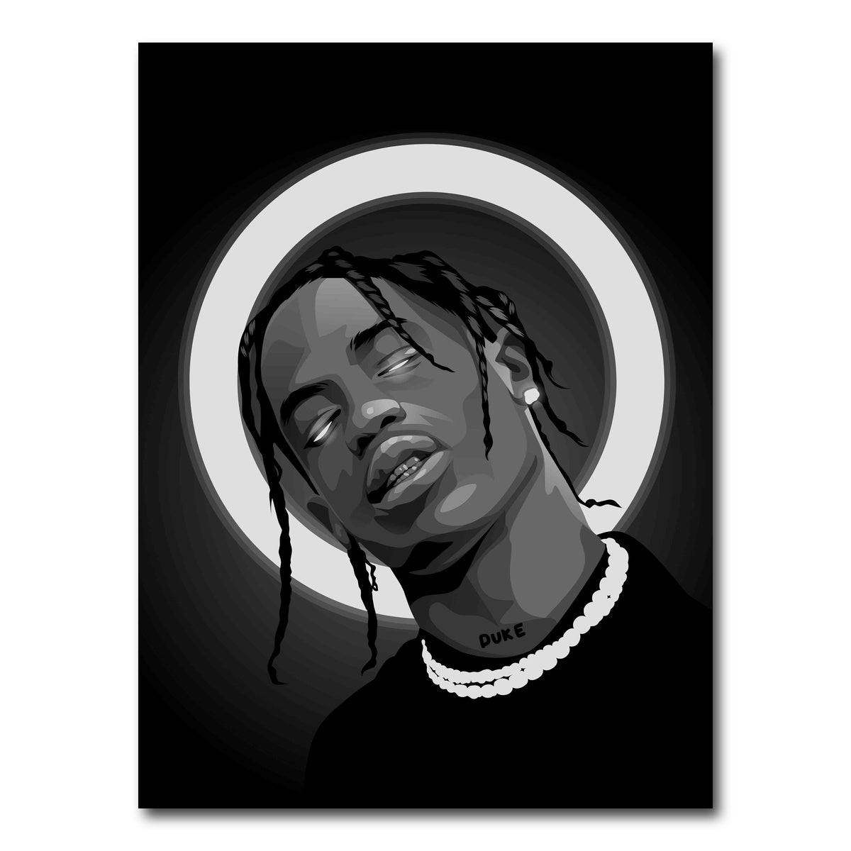 AUTO-MOCKUP WHITE | Grayscale Travis Scott | 1 Piece | Gallery Wrap Canvas | group=3x4