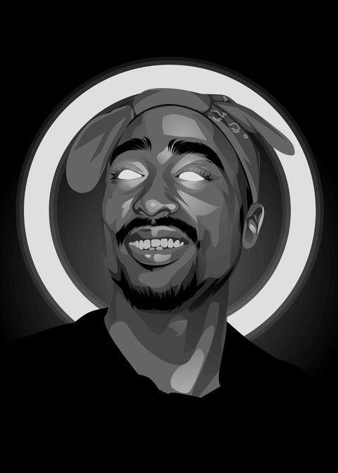 Grayscale Tupacshakur Wall Art