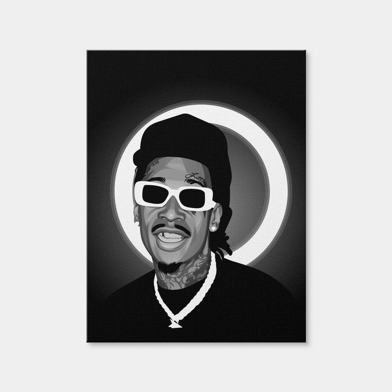 AUTO-MOCKUP WHITE | Grayscale Wiz Khalifa | 1 Piece | Gallery Wrap Canvas | group=3x4