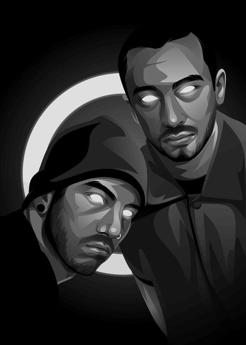 Grayscale twenty one pilots Wall Art