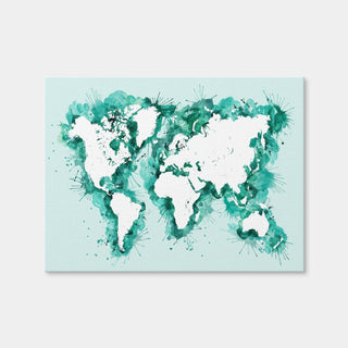 AUTO-MOCKUP WHITE | Green Splatter World Map | 1 Piece | Gallery Wrap Canvas | group=4x3