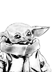 Grogu Sketch Wall Art