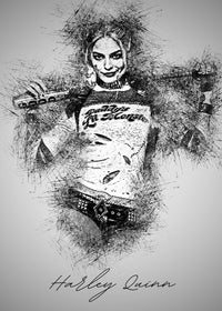 Harley Quinn Sketch Wall Art