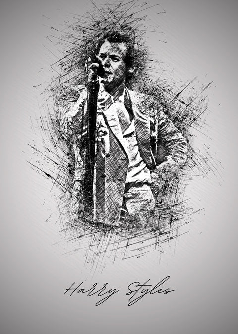 Harry Styles With Mic Wall Art
