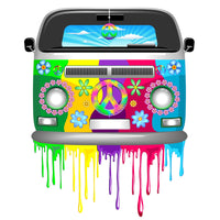 Hippie Bus with Dripping Rainbow Paint Wall Art