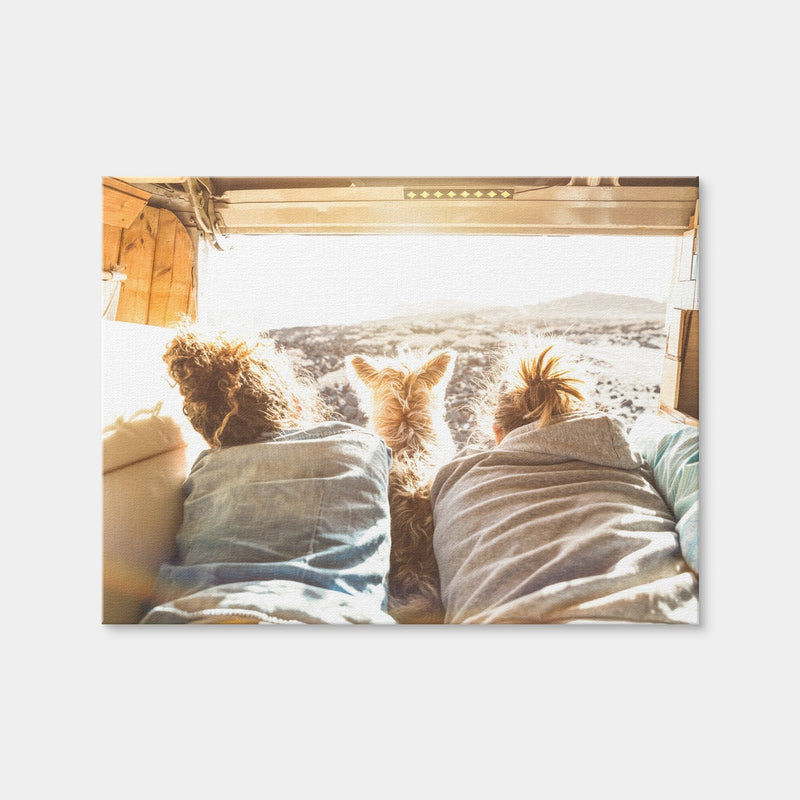 AUTO-MOCKUP WHITE | Hipster Couple with Cute Dog | 1 Piece | Gallery Wrap Canvas | group=4x3