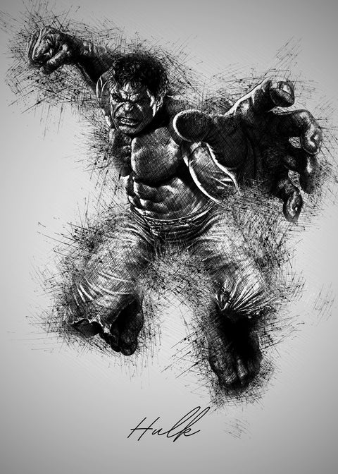 Hulk Grayscale Wall Art
