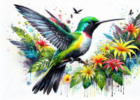 Hummingbird Watercolor Wall Art