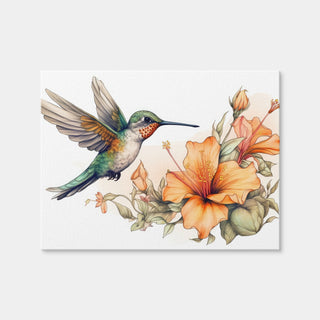 AUTO-MOCKUP WHITE | Hummingbird with Vintage Flowers | 1 Piece | Gallery Wrap Canvas | group=4x3
