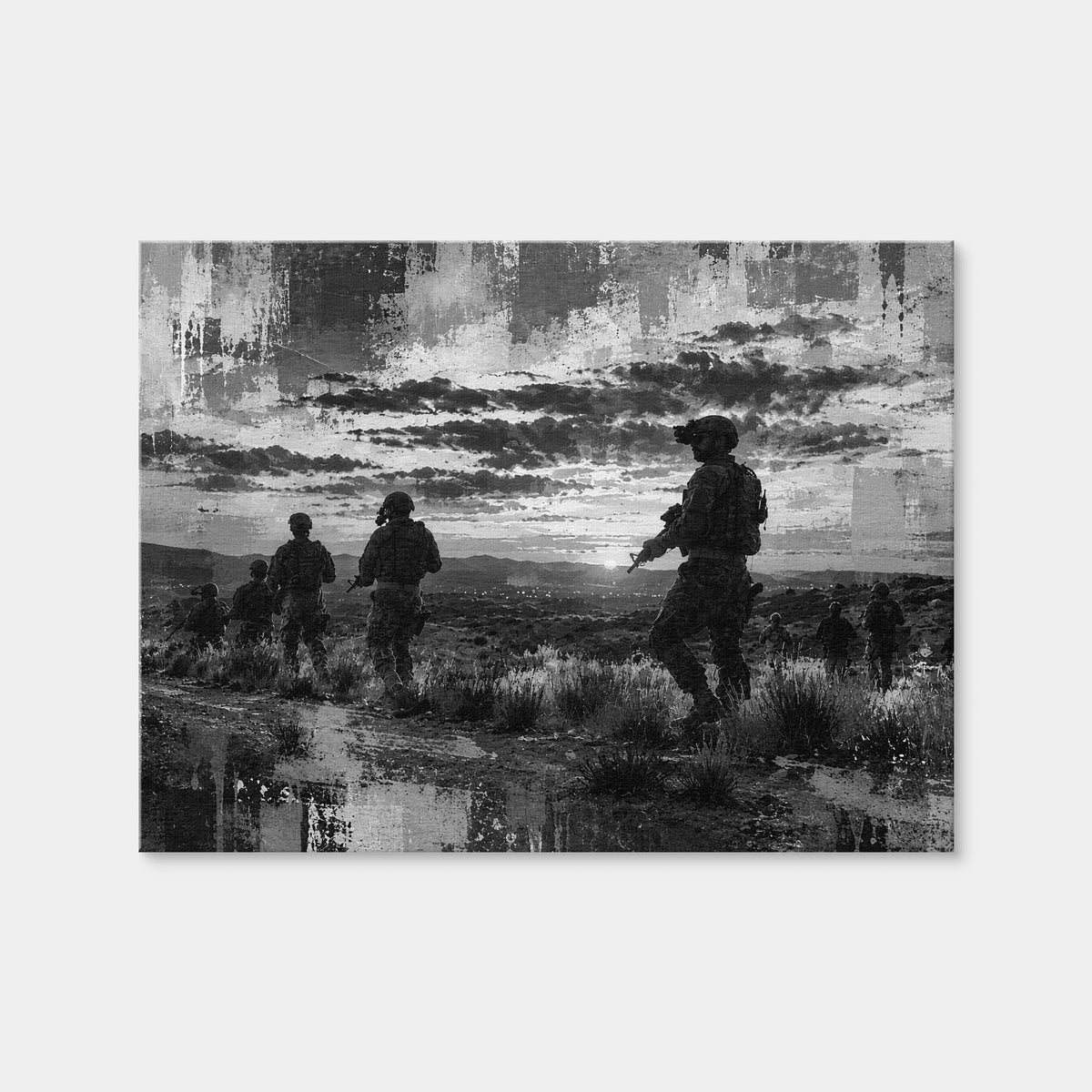 AUTO-MOCKUP WHITE | Into the Darkness – Sicario Grayscale | 1 Piece | Gallery Wrap Canvas | group=4x3