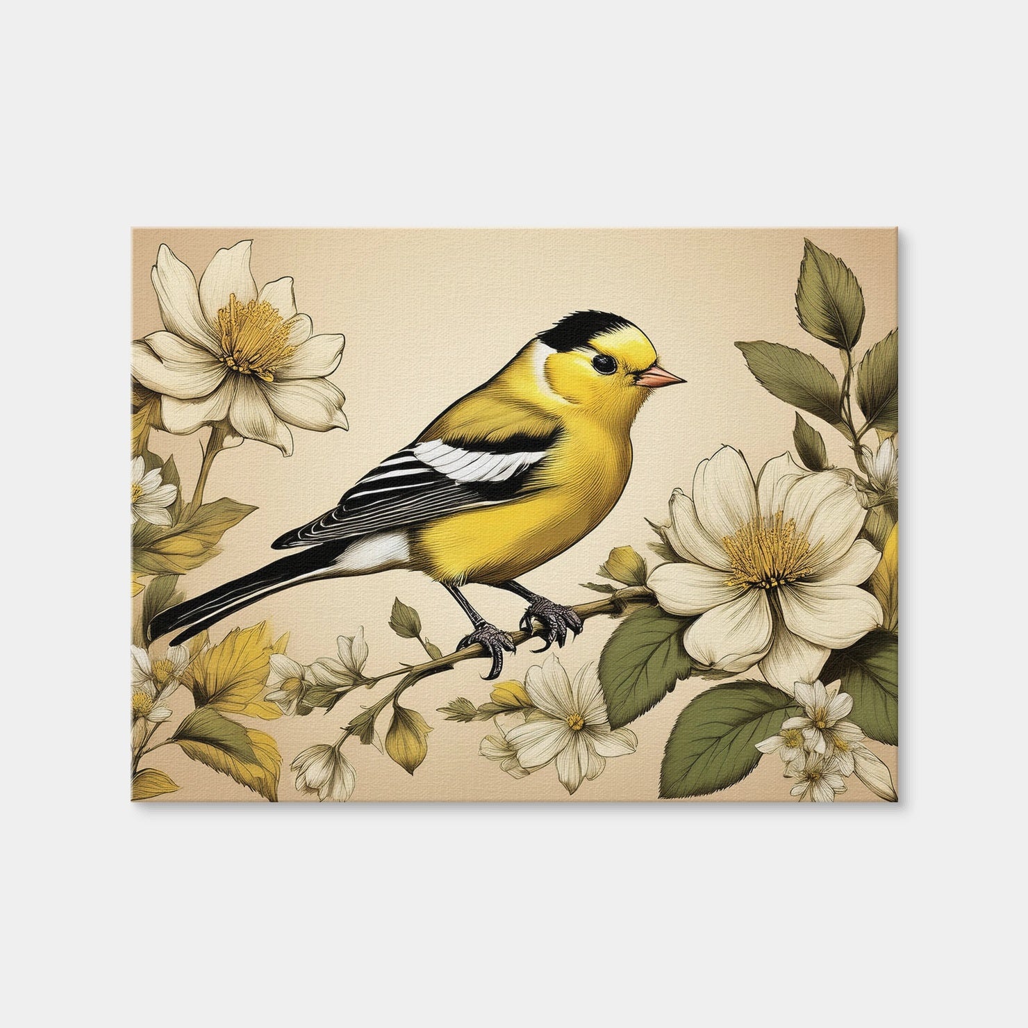 AUTO-MOCKUP WHITE | JJ Audubon's Style American Goldfinch | 1 Piece | Gallery Wrap Canvas | group=4x3