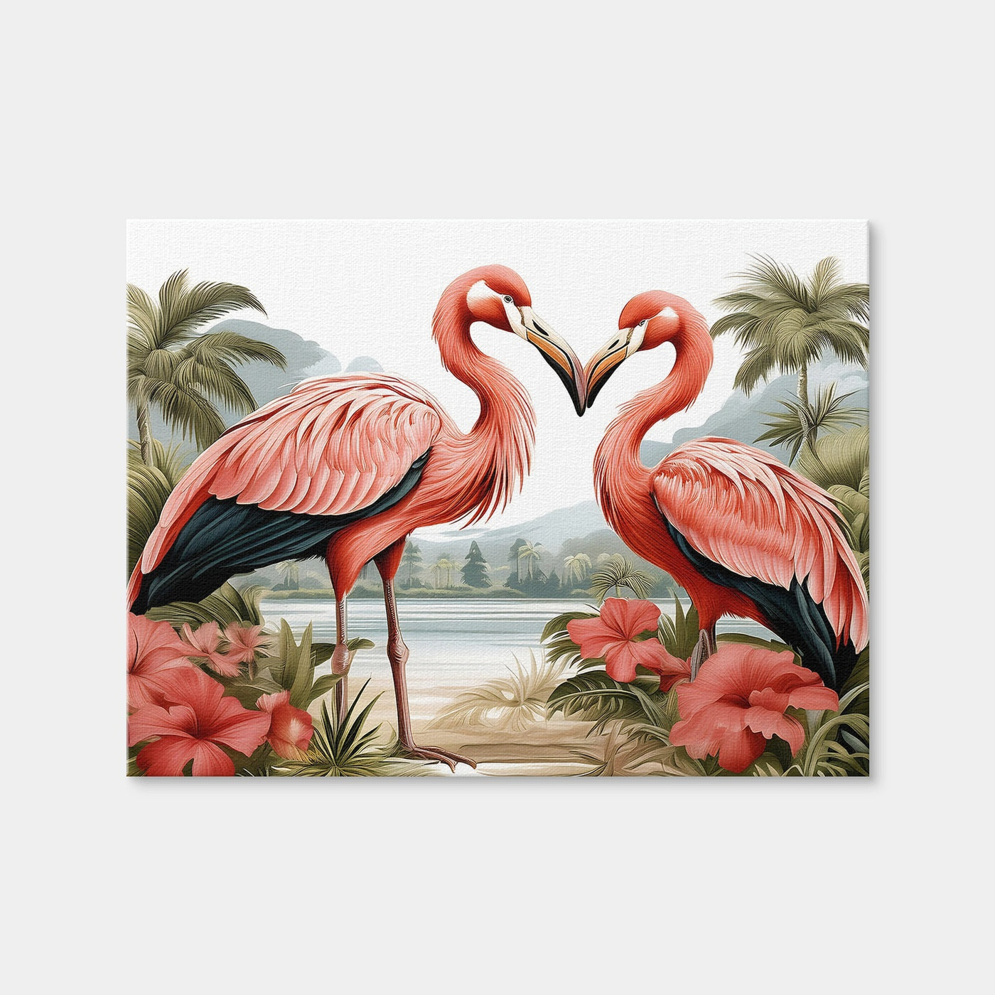 AUTO-MOCKUP WHITE | JJ Audubon's Style Flamingos | 1 Piece | Gallery Wrap Canvas | group=4x3