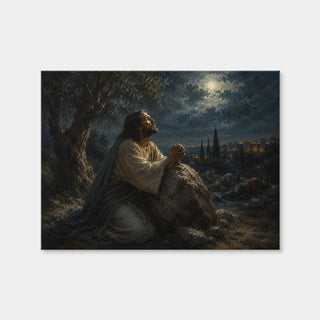 AUTO-MOCKUP WHITE | Jesus praying in Gethsemane | 1 Piece | Gallery Wrap Canvas | group=4x3