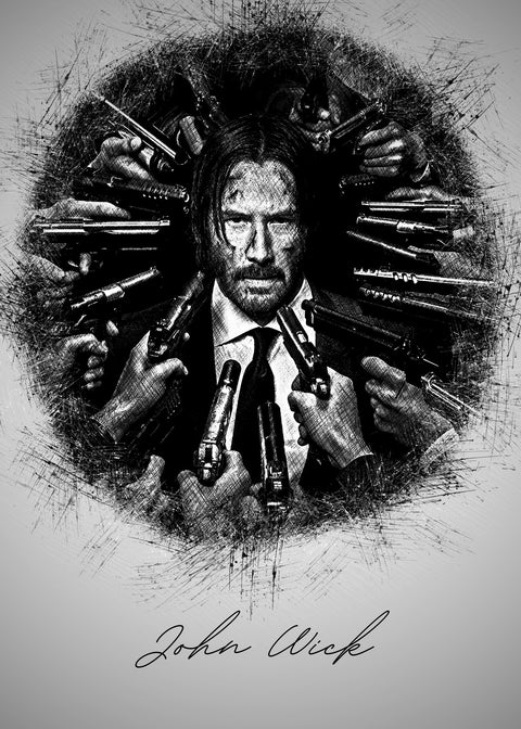 John Wick Sketch Wall Art