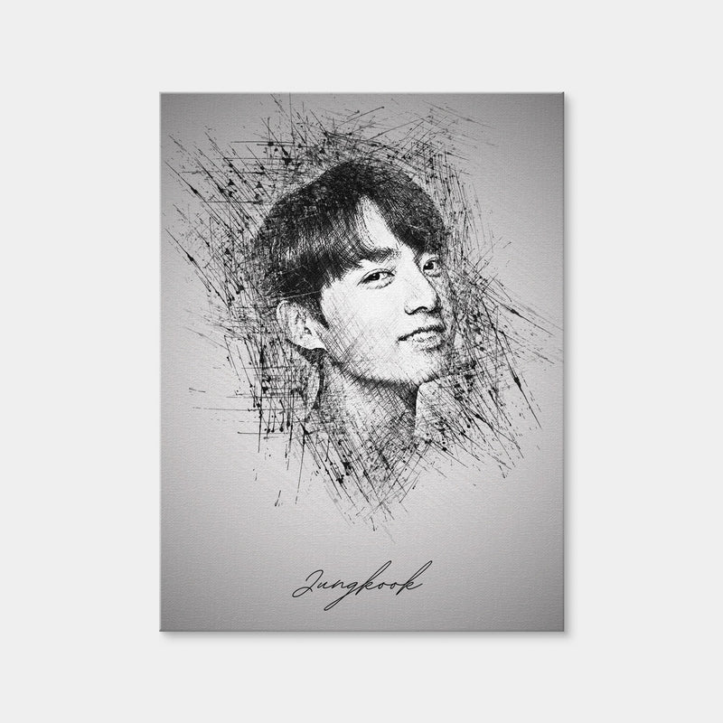 AUTO-MOCKUP WHITE | Jungkook Sketch | 1 Piece | Gallery Wrap Canvas | group=3x4