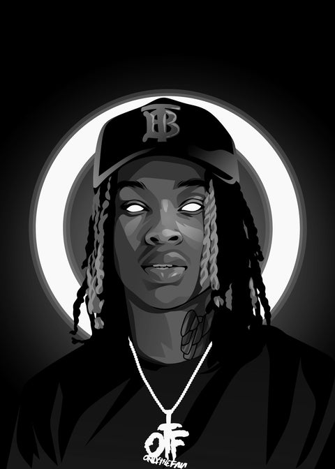 King Von Grayscale Wall Art